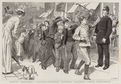 Skolebørnenes strejker, unge strejkende demonstrerer deres klager af Robert Barnes